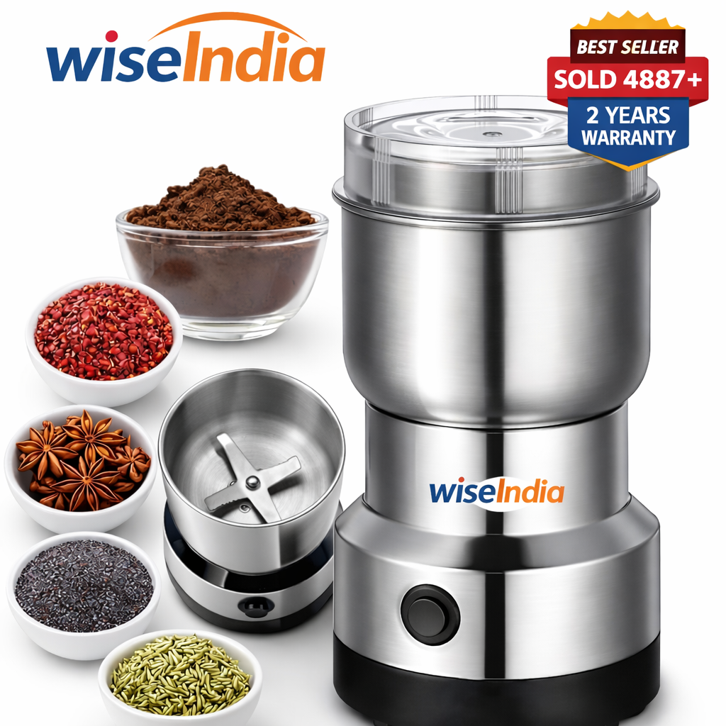 WISEINDIA GrindPro Mini – Portable Stainless Steel Coffee & Spice Grinder
