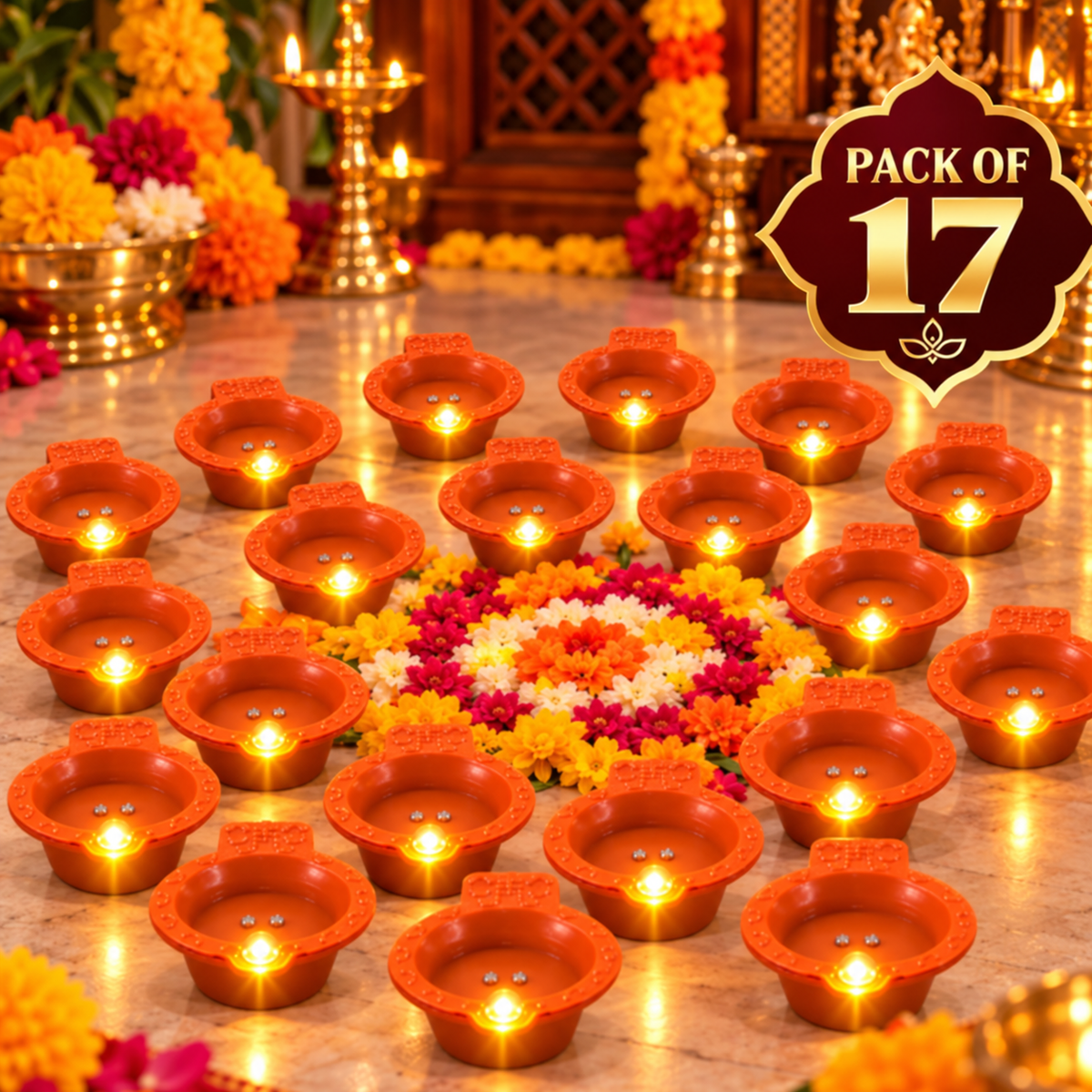 Water Sensor LED Diyas, Water Activated Flameless Decorative Lights for Diwali, Pooja and Festivals