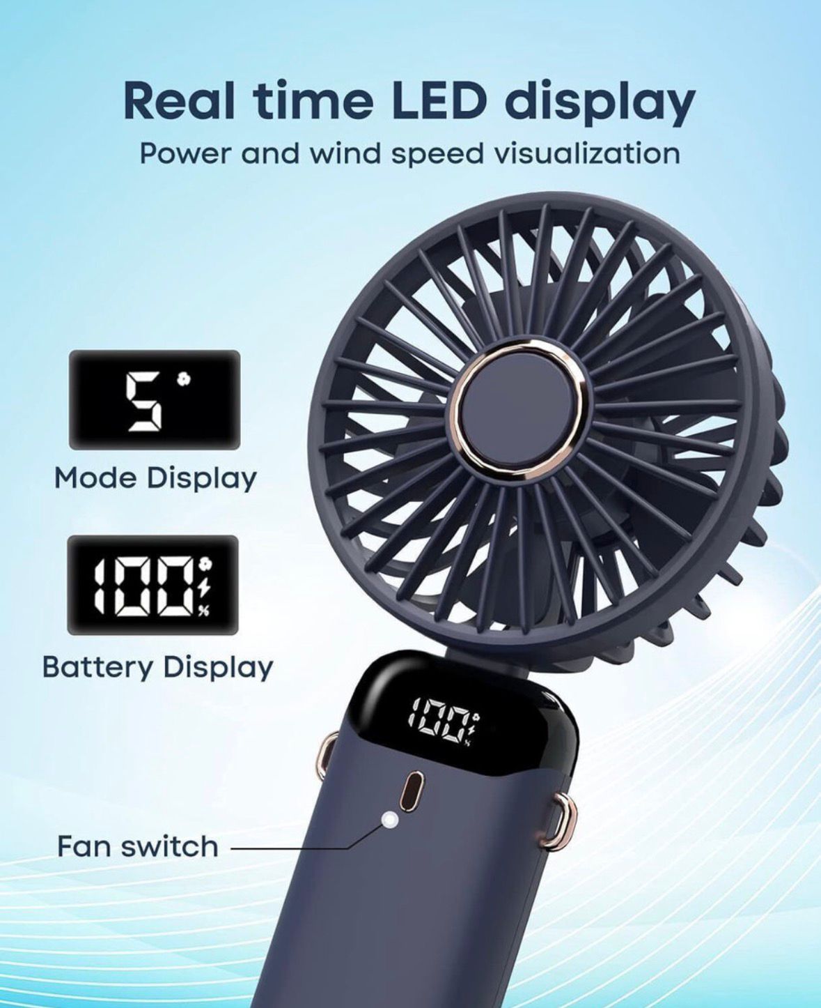 WISEINDIA - PRO LED DISPLAY PORTABLE FAN | 2 YEARS WARRANTY