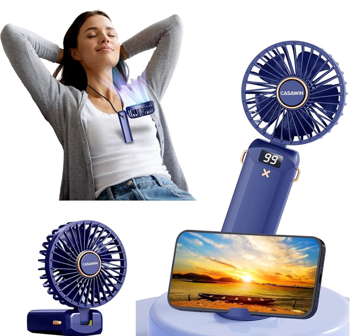 WISEINDIA - PRO LED DISPLAY PORTABLE FAN | 2 YEARS WARRANTY