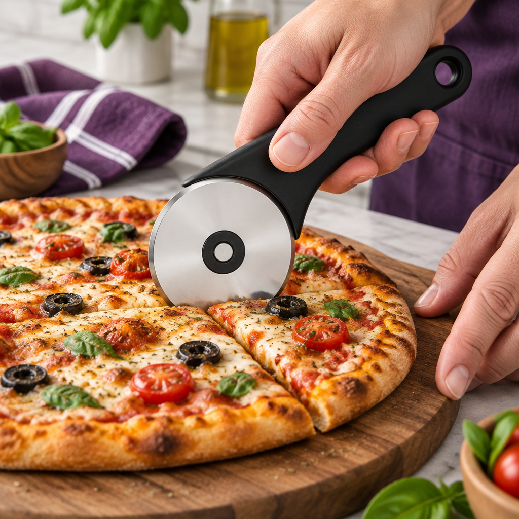 Cutting a pizza