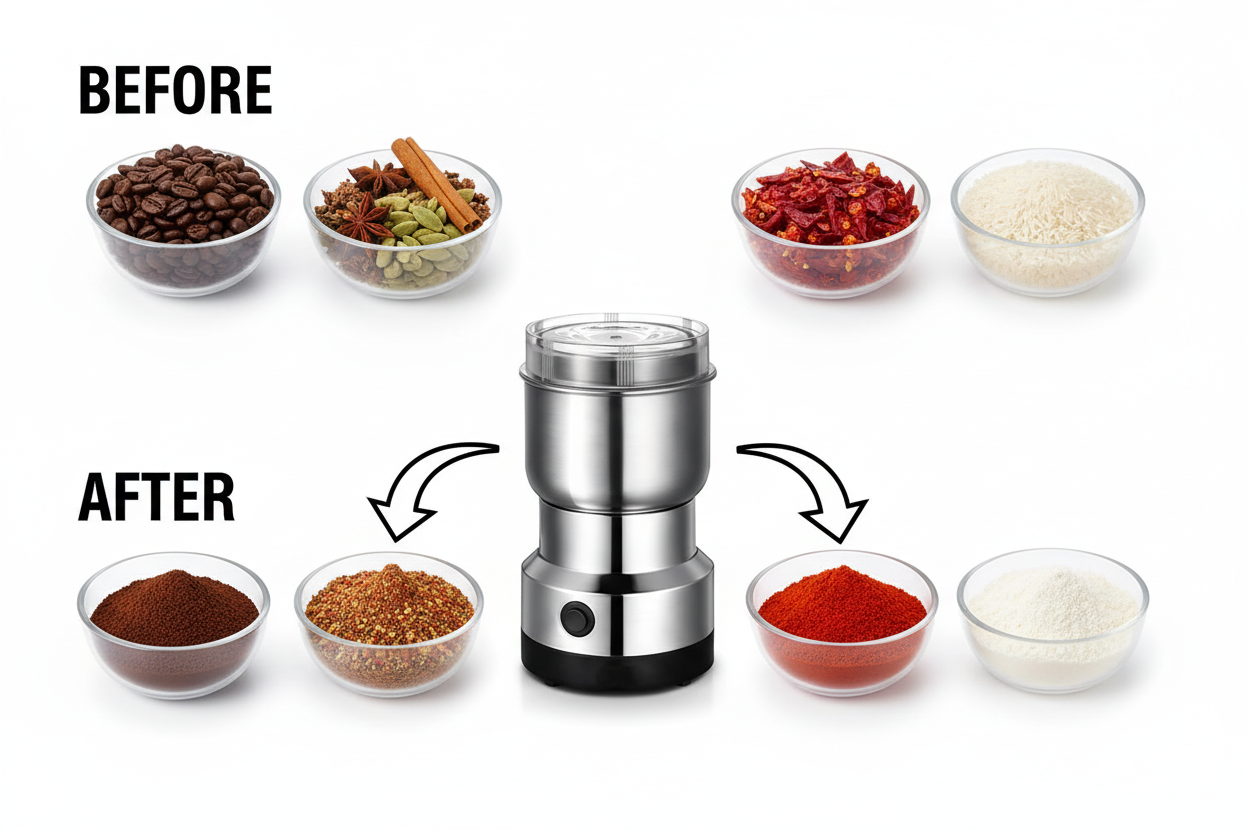 WISEINDIA GrindPro Mini – Portable Stainless Steel Coffee & Spice Grinder