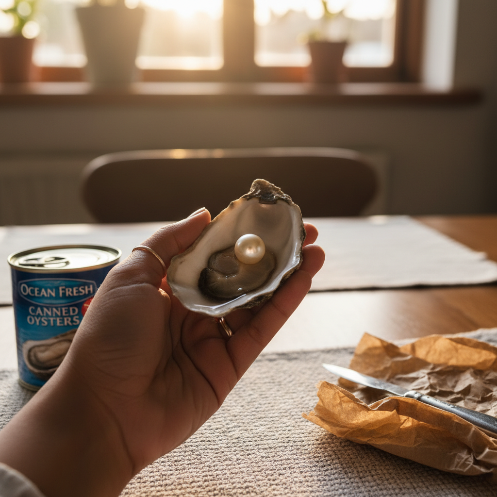 Unboxing oyster with pearl inside