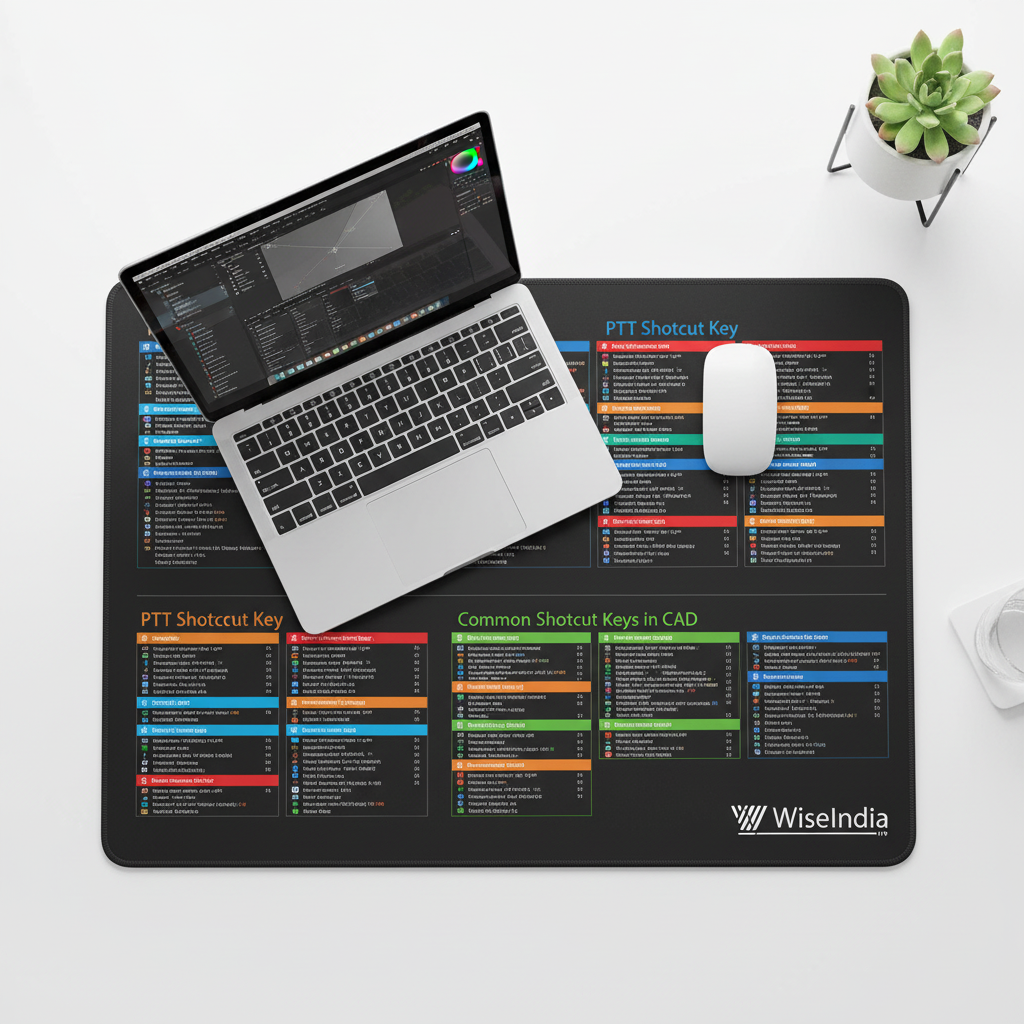 WiseIndia Keyboard Shortcut Mousepad - Overhead View